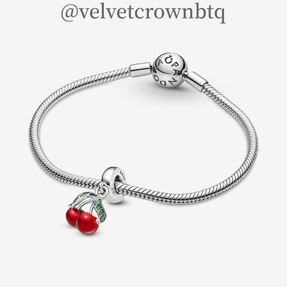 Pandora Asymmetrical Cherry Fruit Dangle Charm - Picture 4 of 6